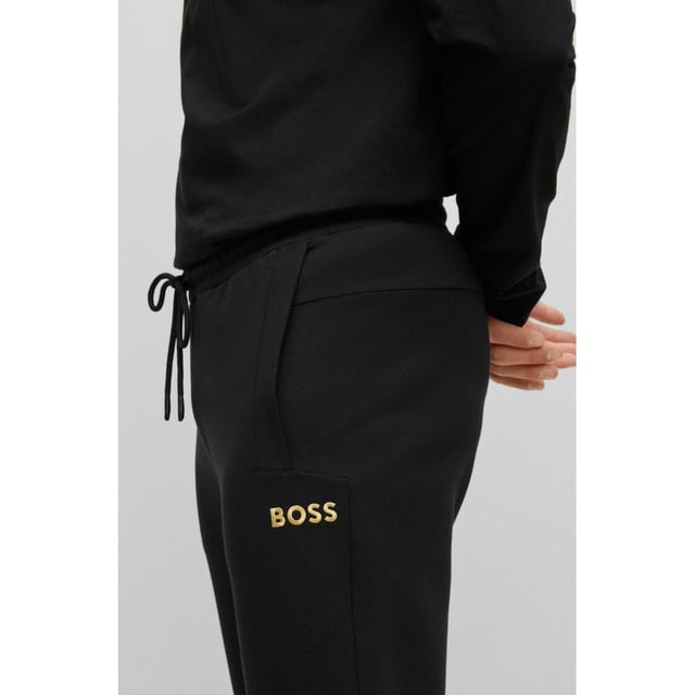 Pantalón chándal de algodón elástico con logo bordado de Boss Talla S Color  BLACK